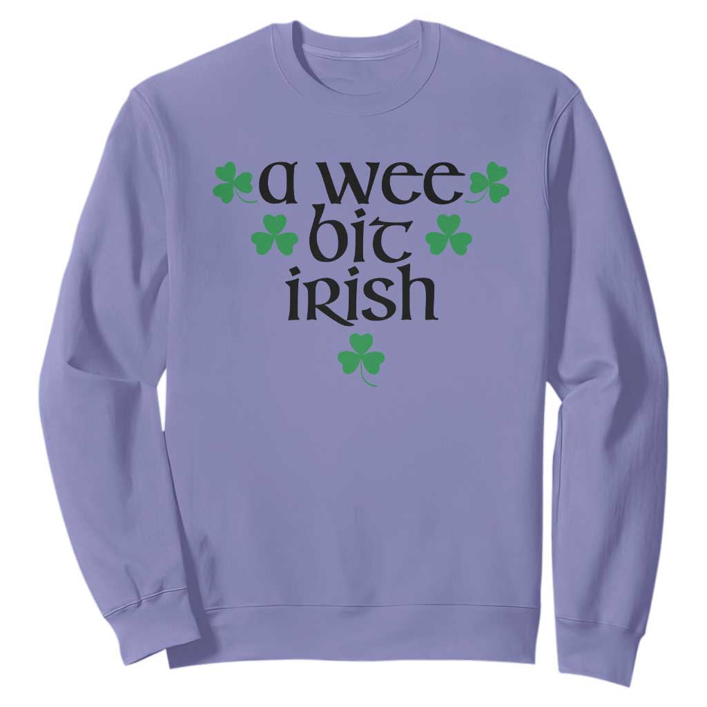 Funny Irish Heritage Sweatshirt A Wee Bit Irish St Patrick's Day Shamrock TS11 Violet Print Your Wear