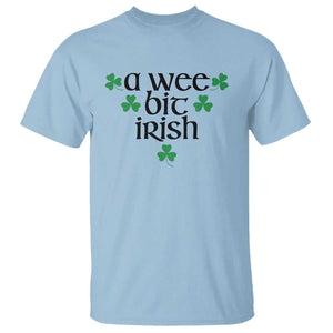Funny Irish Heritage T Shirt A Wee Bit Irish St Patrick's Day Shamrock TS11 Light Blue Print Your Wear