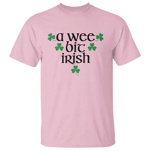 Funny Irish Heritage T Shirt A Wee Bit Irish St Patrick's Day Shamrock TS11 Light Pink Print Your Wear