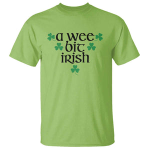 Funny Irish Heritage T Shirt A Wee Bit Irish St Patrick's Day Shamrock TS11 Lime Print Your Wear