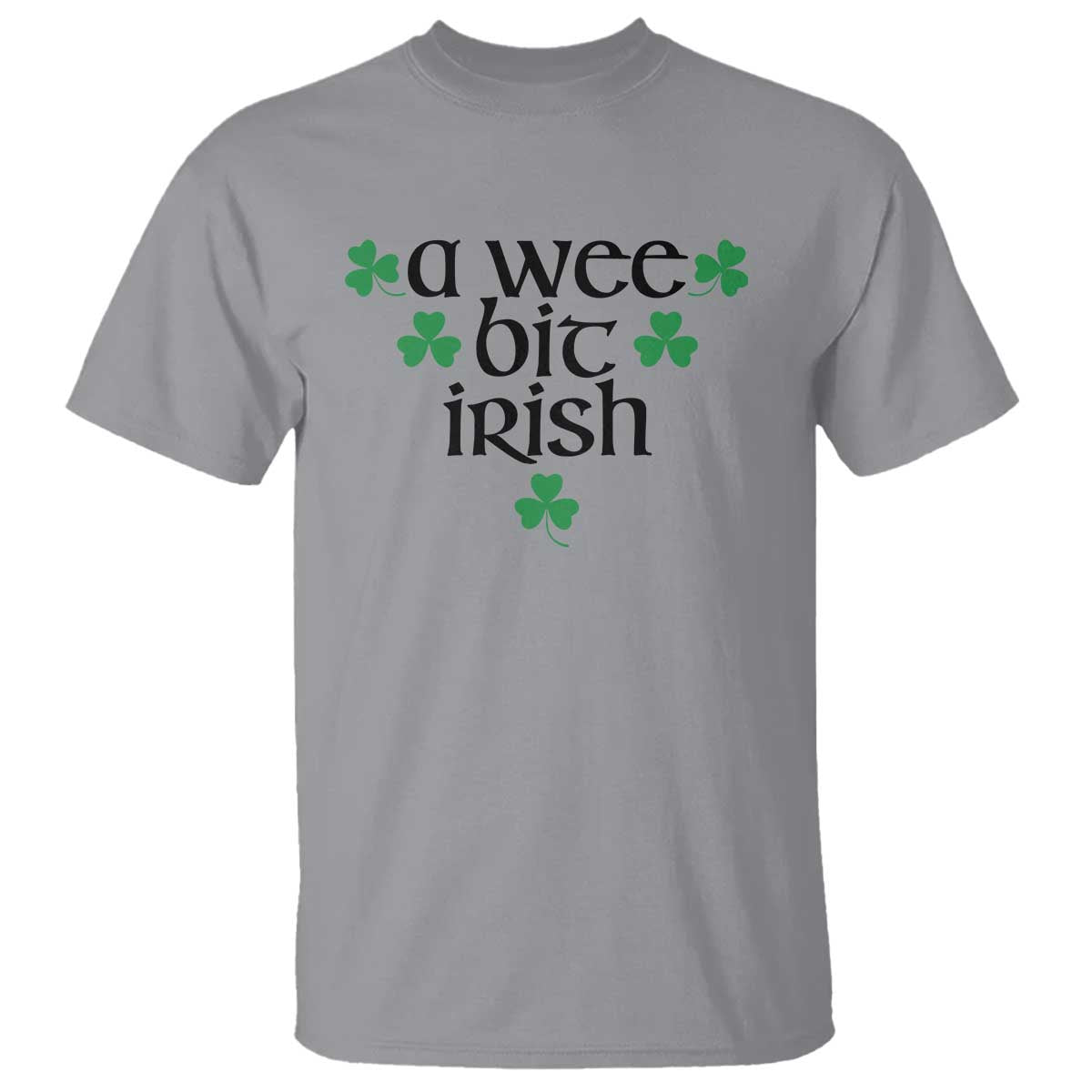 Funny Irish Heritage T Shirt A Wee Bit Irish St Patrick's Day Shamrock TS11 Sport Gray Print Your Wear
