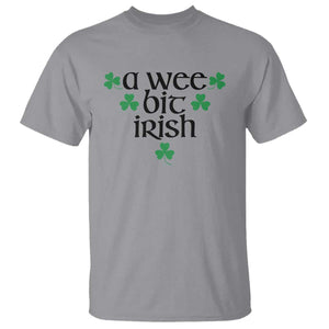 Funny Irish Heritage T Shirt A Wee Bit Irish St Patrick's Day Shamrock TS11 Sport Gray Print Your Wear