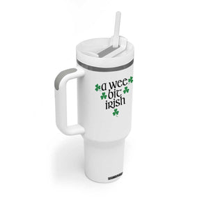 Funny Irish Heritage Tumbler With Handle A Wee Bit Irish St Patrick's Day Shamrock TS11 Print Your Wear