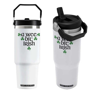 Funny Irish Heritage Flip Straw Tumbler A Wee Bit Irish St Patrick's Day Shamrock TS11 One Size: 30 oz White Print Your Wear