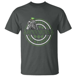 Funny Irish Prone To Shenanigans And Malarkey St Patrick's Day T Shirt Skeleton Beer Drinking TS11 Dark Heather Print Your Wear