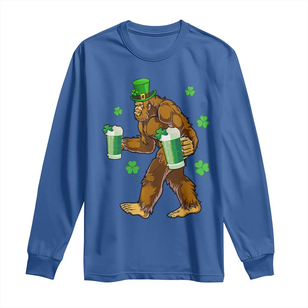 Funny Bigfoot St Patrick's Day Irish Beer Drinking Long Sleeve Shirt TS11 Royal Blue Print Your Wear