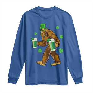 Funny Bigfoot St Patrick's Day Irish Beer Drinking Long Sleeve Shirt TS11 Royal Blue Print Your Wear
