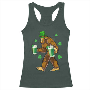 Funny Bigfoot St Patrick's Day Irish Beer Drinking Racerback Tank Top TS11 Dark Forest Green Print Your Wear