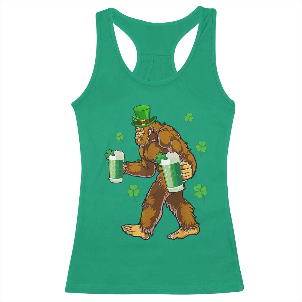 Funny Bigfoot St Patrick's Day Irish Beer Drinking Racerback Tank Top TS11 Irish Green Print Your Wear