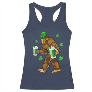 Funny Bigfoot St Patrick's Day Irish Beer Drinking Racerback Tank Top TS11 Navy Print Your Wear