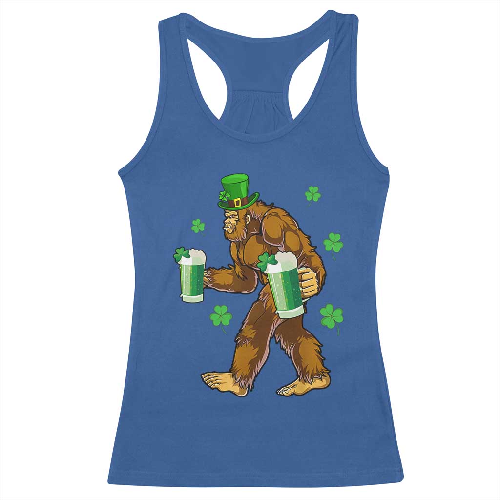 Funny Bigfoot St Patrick's Day Irish Beer Drinking Racerback Tank Top TS11 Royal Blue Print Your Wear