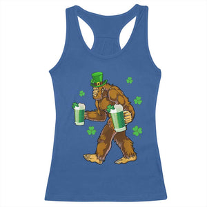 Funny Bigfoot St Patrick's Day Irish Beer Drinking Racerback Tank Top TS11 Royal Blue Print Your Wear