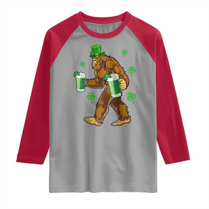 Funny Bigfoot St Patrick's Day Irish Beer Drinking Raglan Shirt TS11 Sport Gray Red Print Your Wear