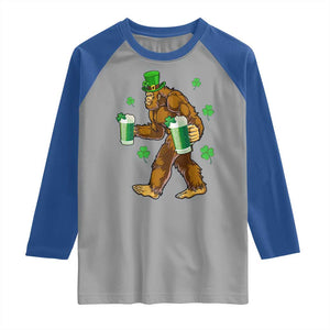 Funny Bigfoot St Patrick's Day Irish Beer Drinking Raglan Shirt TS11 Sport Gray Royal Print Your Wear