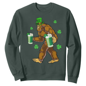 Funny Bigfoot St Patrick's Day Irish Beer Drinking Sweatshirt TS11 Dark Forest Green Print Your Wear