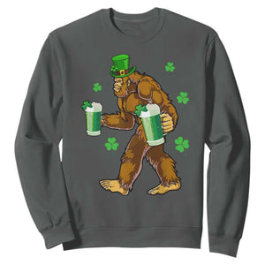 Funny Bigfoot St Patrick's Day Irish Beer Drinking Sweatshirt TS11 Dark Heather Print Your Wear