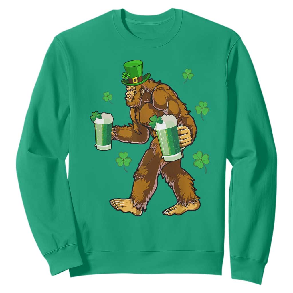 Funny Bigfoot St Patrick's Day Irish Beer Drinking Sweatshirt TS11 Irish Green Print Your Wear