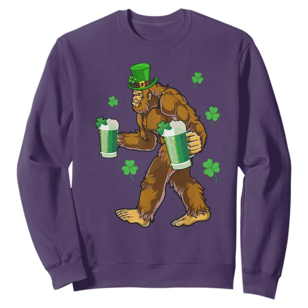 Funny Bigfoot St Patrick's Day Irish Beer Drinking Sweatshirt TS11 Purple Print Your Wear