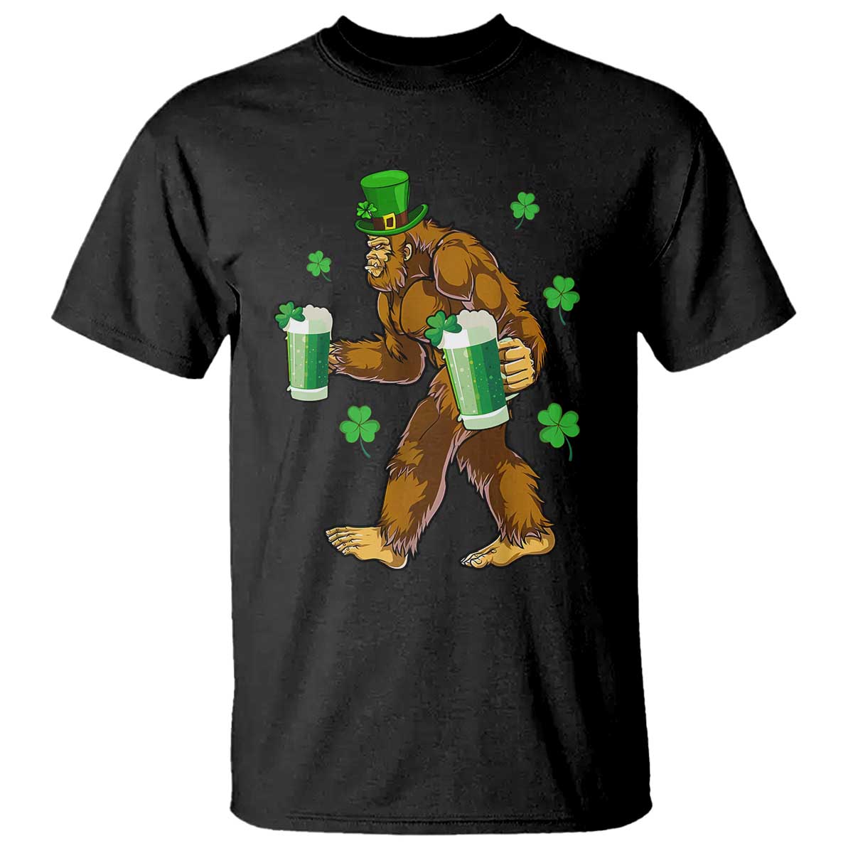 Funny Bigfoot St Patrick's Day Irish Beer Drinking T Shirt TS11 Black Print Your Wear