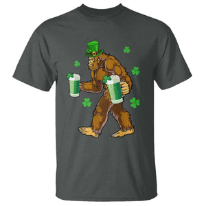 Funny Bigfoot St Patrick's Day Irish Beer Drinking T Shirt TS11 Dark Heather Print Your Wear