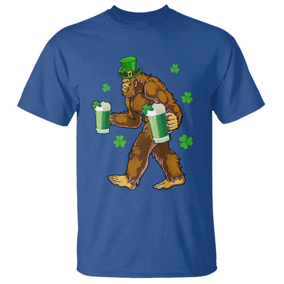 Funny Bigfoot St Patrick's Day Irish Beer Drinking T Shirt TS11 Royal Blue Print Your Wear