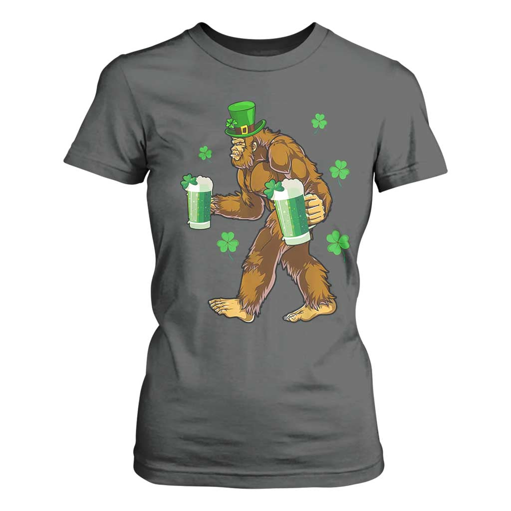 Funny Bigfoot St Patrick's Day Irish Beer Drinking T Shirt For Women TS11 Dark Heather Print Your Wear