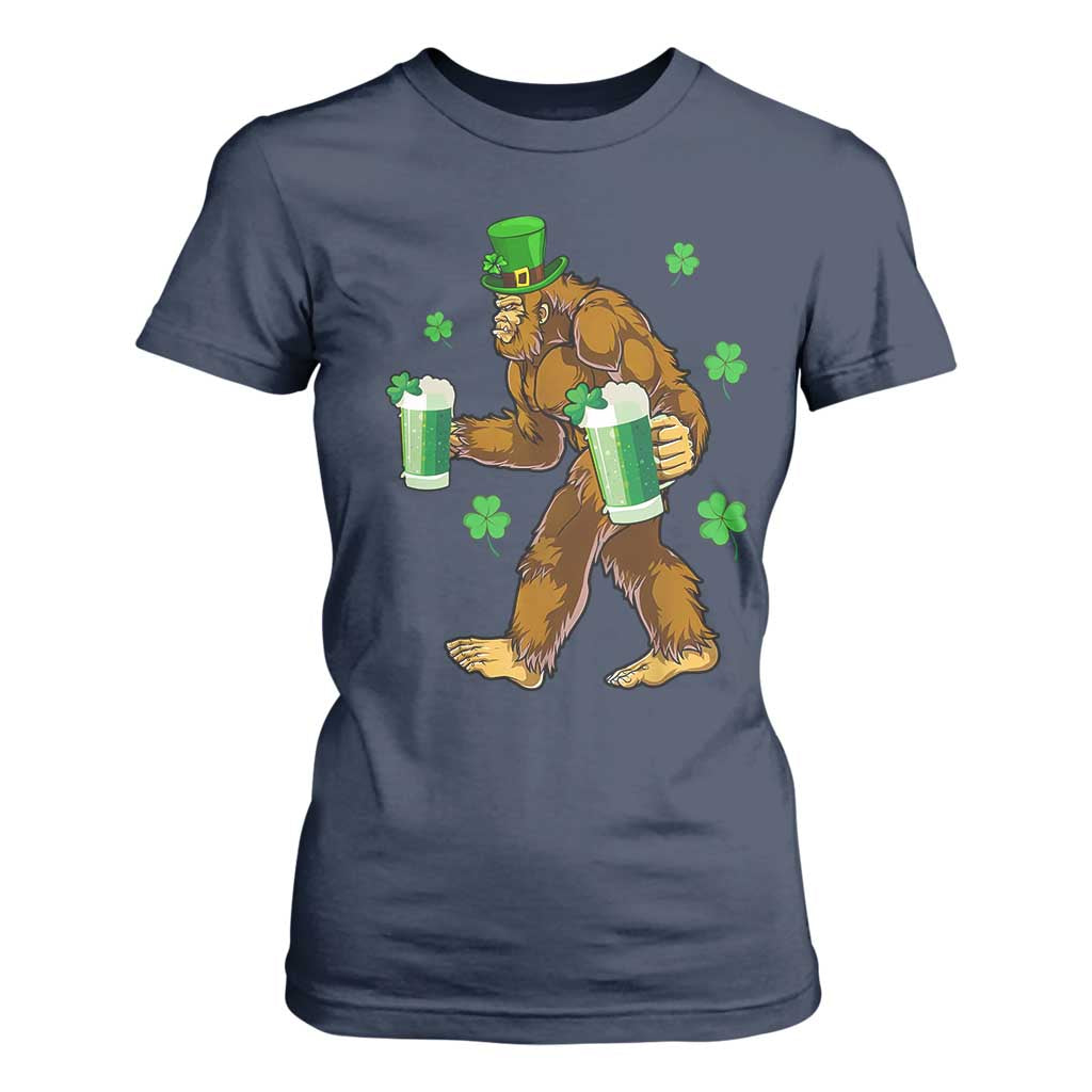 Funny Bigfoot St Patrick's Day Irish Beer Drinking T Shirt For Women TS11 Navy Print Your Wear