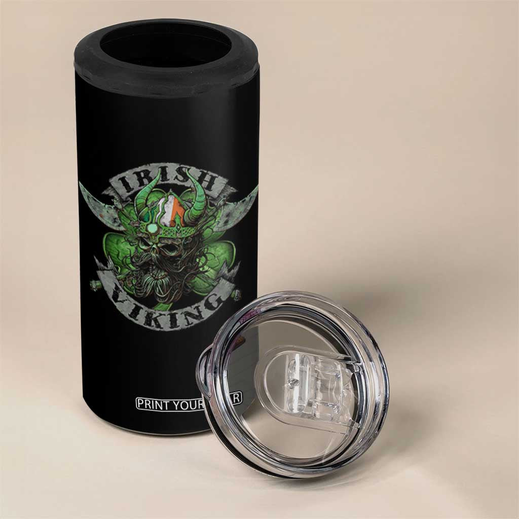 Funny Irish Viking 4 in 1 Can Cooler Tumbler Vintage Shamrock Celtic Viking Skull TS11 Print Your Wear