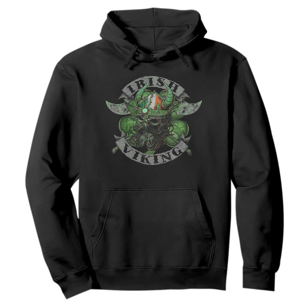 Funny Irish Viking Hoodie Vintage Shamrock Celtic Viking Skull TS11 Black Print Your Wear