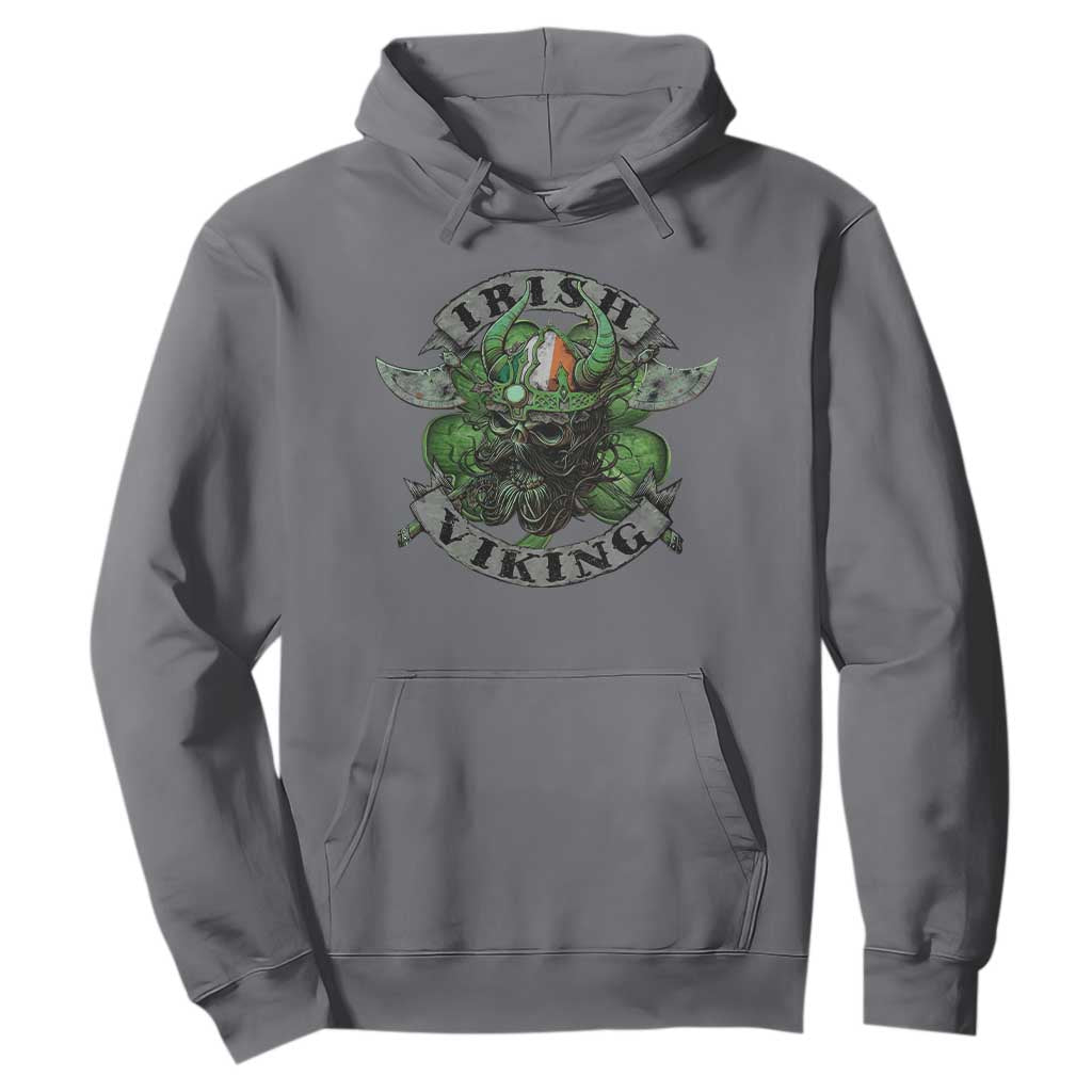 Funny Irish Viking Hoodie Vintage Shamrock Celtic Viking Skull TS11 Charcoal Print Your Wear