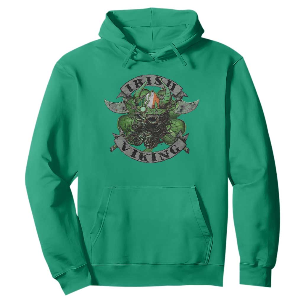 Funny Irish Viking Hoodie Vintage Shamrock Celtic Viking Skull TS11 Irish Green Print Your Wear