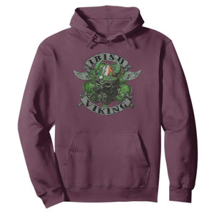 Funny Irish Viking Hoodie Vintage Shamrock Celtic Viking Skull TS11 Maroon Print Your Wear