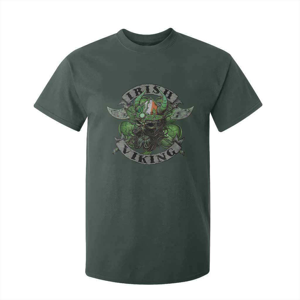 Funny Irish Viking T Shirt For Kid Vintage Shamrock Celtic Viking Skull TS11 Dark Forest Green Print Your Wear