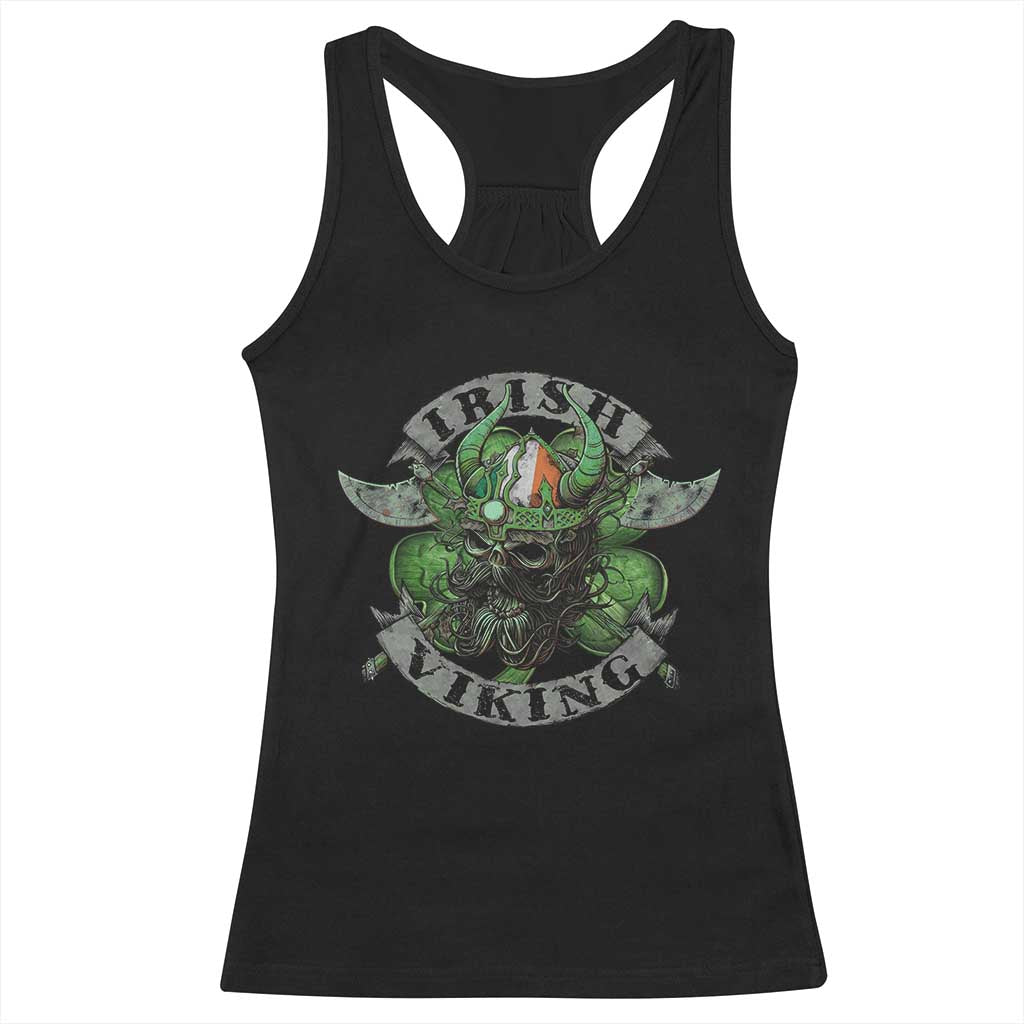 Funny Irish Viking Racerback Tank Top Vintage Shamrock Celtic Viking Skull TS11 Black Print Your Wear