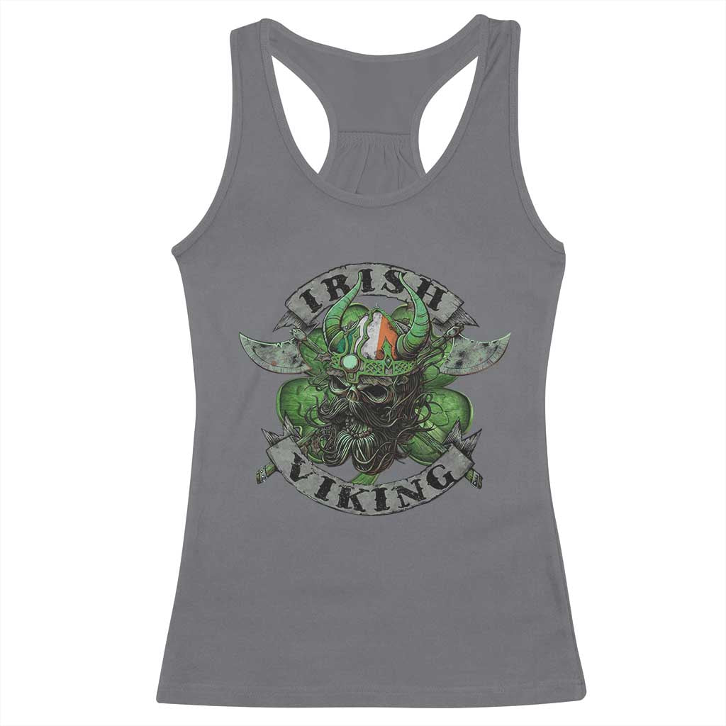 Funny Irish Viking Racerback Tank Top Vintage Shamrock Celtic Viking Skull TS11 Charcoal Print Your Wear
