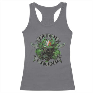 Funny Irish Viking Racerback Tank Top Vintage Shamrock Celtic Viking Skull TS11 Charcoal Print Your Wear