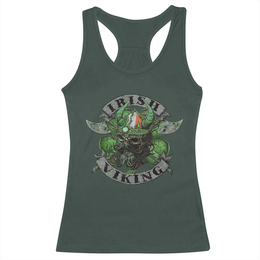 Funny Irish Viking Racerback Tank Top Vintage Shamrock Celtic Viking Skull TS11 Dark Forest Green Print Your Wear