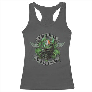 Funny Irish Viking Racerback Tank Top Vintage Shamrock Celtic Viking Skull TS11 Dark Heather Print Your Wear