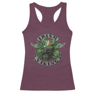 Funny Irish Viking Racerback Tank Top Vintage Shamrock Celtic Viking Skull TS11 Maroon Print Your Wear