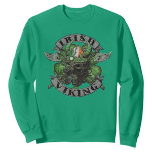 Funny Irish Viking Sweatshirt Vintage Shamrock Celtic Viking Skull TS11 Irish Green Print Your Wear