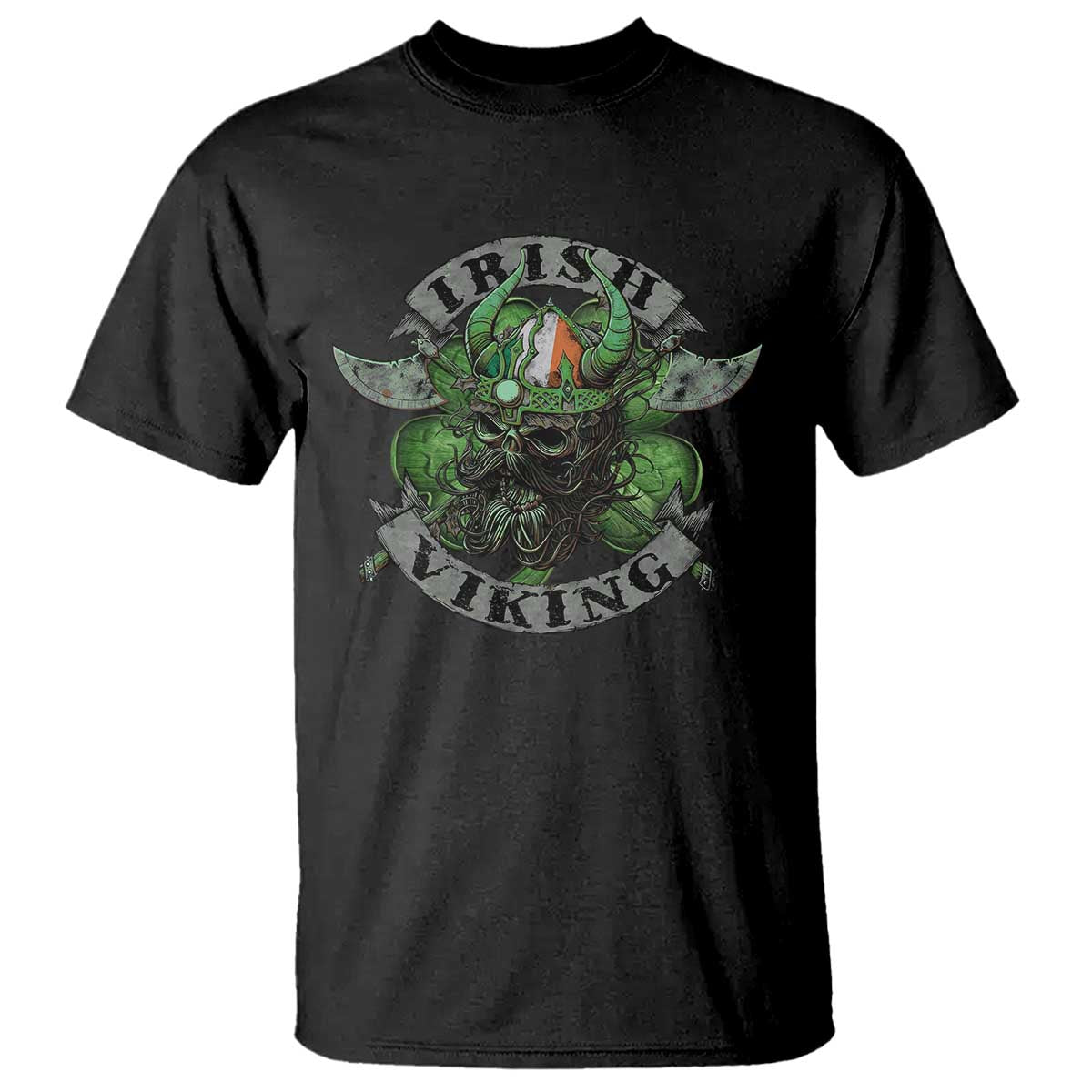 Funny Irish Viking T Shirt Vintage Shamrock Celtic Viking Skull TS11 Black Print Your Wear