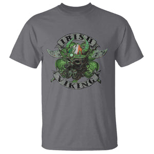 Funny Irish Viking T Shirt Vintage Shamrock Celtic Viking Skull TS11 Charcoal Print Your Wear