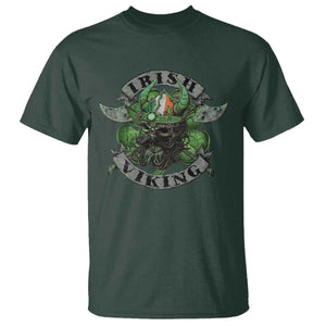 Funny Irish Viking T Shirt Vintage Shamrock Celtic Viking Skull TS11 Dark Forest Green Print Your Wear