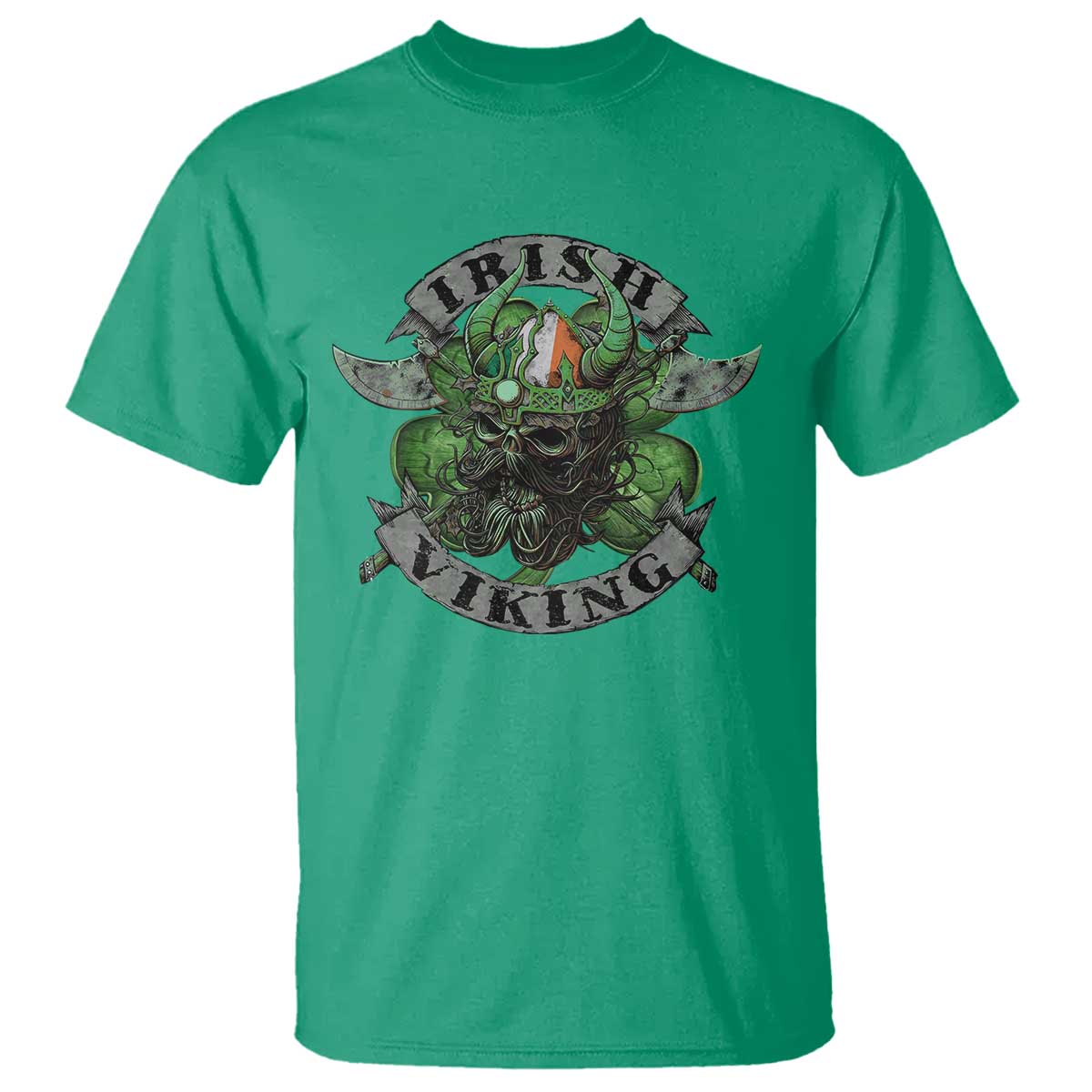 Funny Irish Viking T Shirt Vintage Shamrock Celtic Viking Skull TS11 Irish Green Print Your Wear