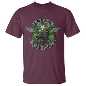 Funny Irish Viking T Shirt Vintage Shamrock Celtic Viking Skull TS11 Maroon Print Your Wear
