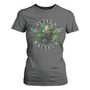 Funny Irish Viking T Shirt For Women Vintage Shamrock Celtic Viking Skull TS11 Dark Heather Print Your Wear