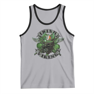 Funny Irish Viking Tank Top Vintage Shamrock Celtic Viking Skull TS11 Athletic Heather Black Print Your Wear