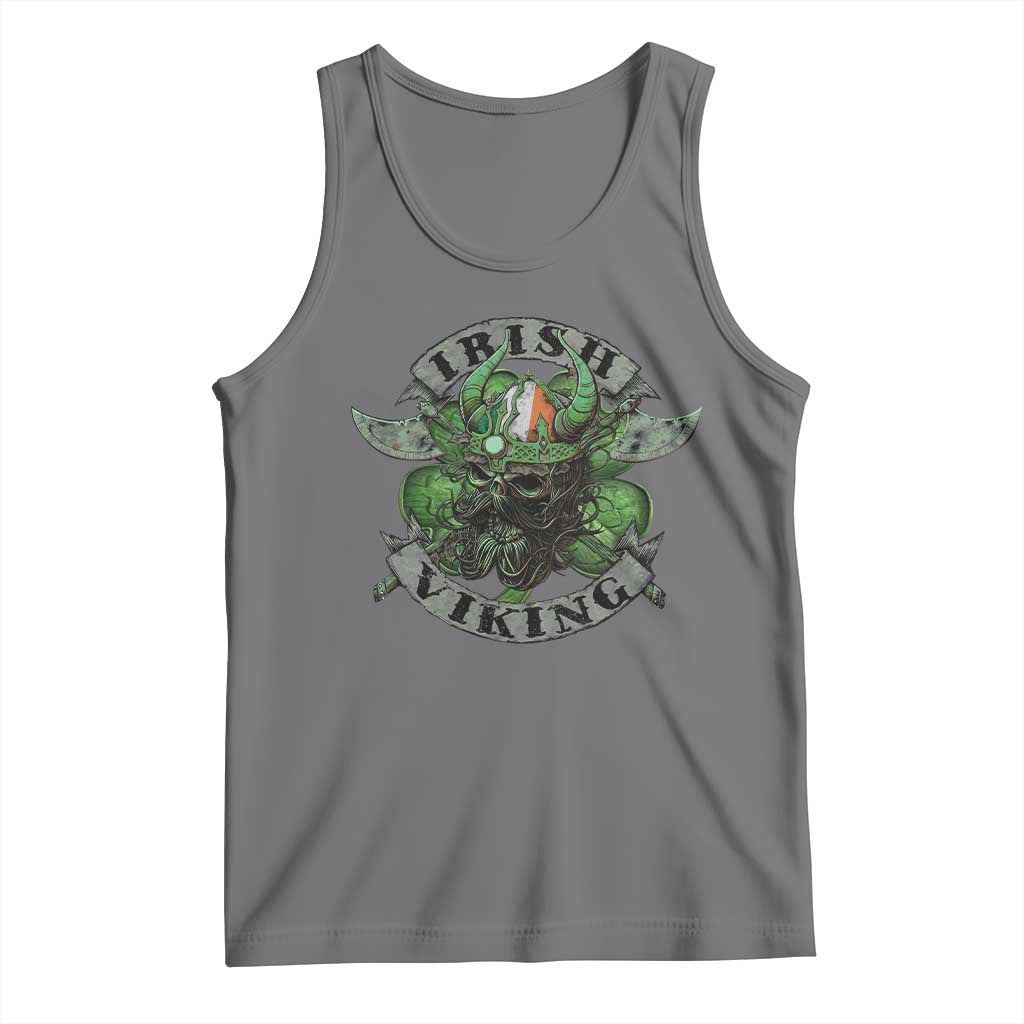 Funny Irish Viking Tank Top Vintage Shamrock Celtic Viking Skull TS11 Black Heather Print Your Wear