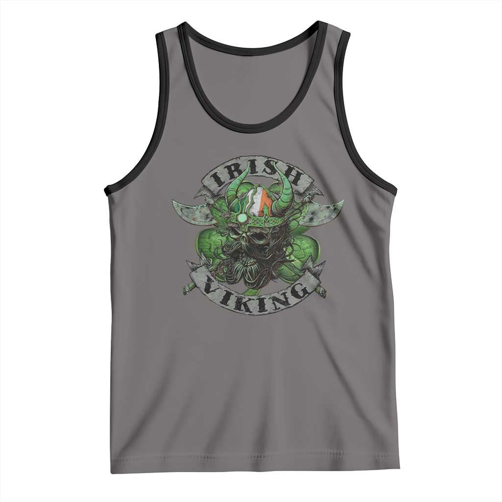 Funny Irish Viking Tank Top Vintage Shamrock Celtic Viking Skull TS11 Deep Heather Black Print Your Wear