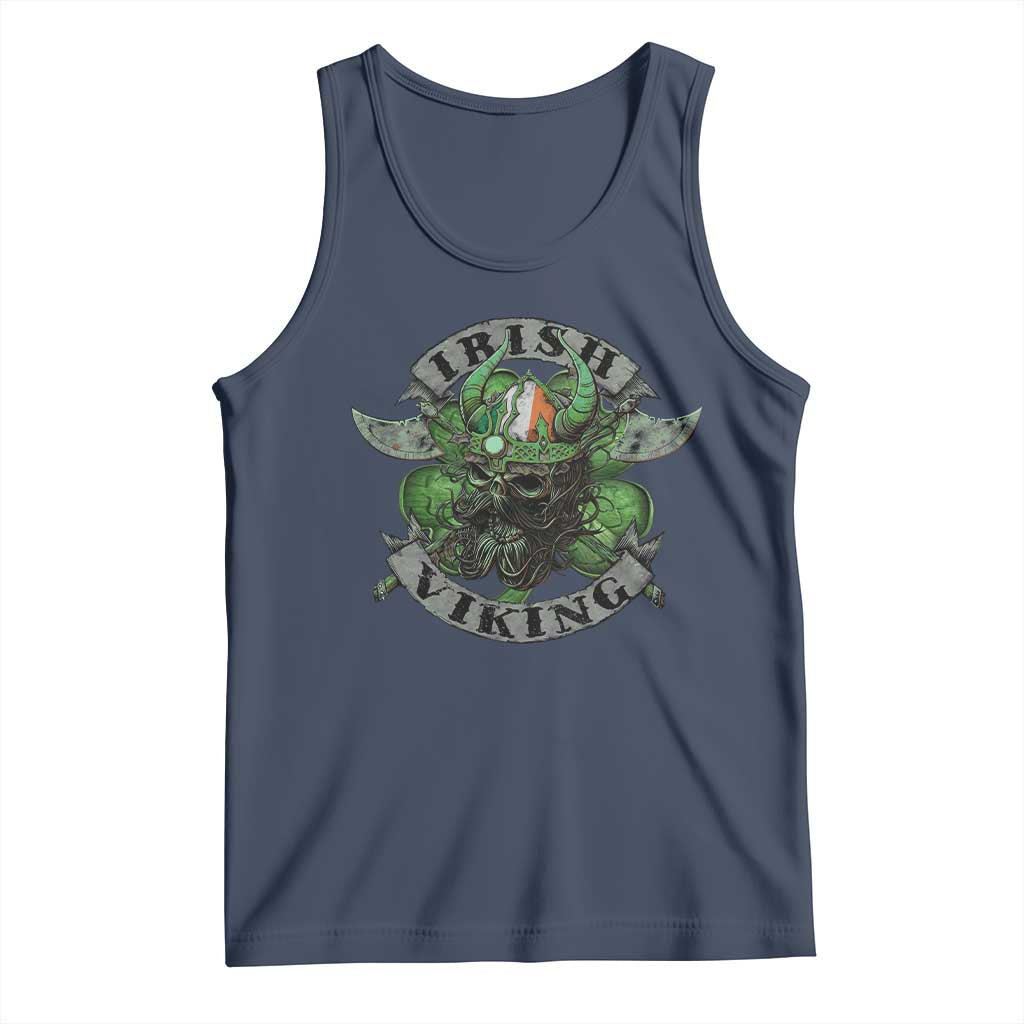 Funny Irish Viking Tank Top Vintage Shamrock Celtic Viking Skull TS11 Navy Print Your Wear